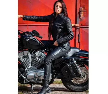 Trilobite - Dámské kožené motocyklové legíny - černé