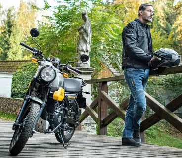 Trilobite - Slim FIT Prodloužené pánské motocyklové kalhoty z kevlaru parado 661 - modré
