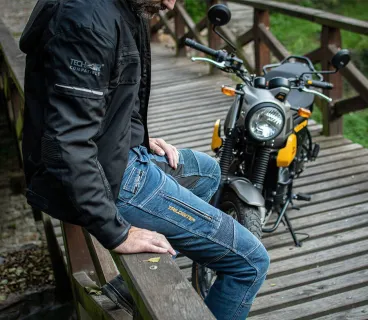 Trilobite - Slim FIT Prodloužené pánské motocyklové kalhoty z kevlaru parado 661 - modré