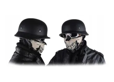 Retro motocyklová helma s brýlemi – matná černá (typ 2)