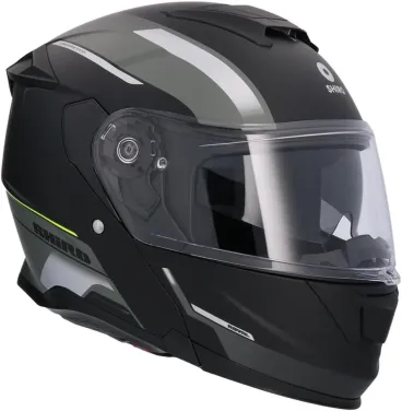Shiro - Objevte sklopnou motocyklovou helmu - matná černá - zelená