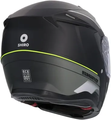 Shiro - Objevte sklopnou motocyklovou helmu - matná černá - zelená
