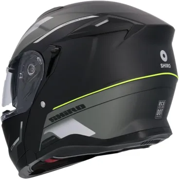 Shiro - Objevte sklopnou motocyklovou helmu - matná černá - zelená