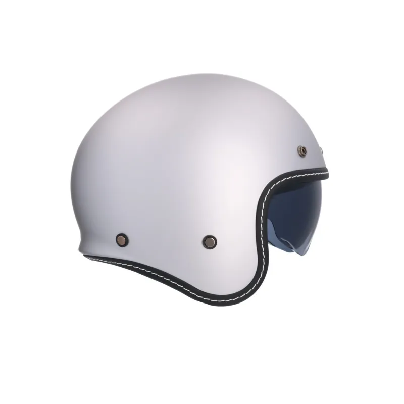 Shiro – retro otevřená motocyklová helma Dallas – matná stříbrná Shiro – retro otevřená motocyklová helma Dallas – matná stříbrná