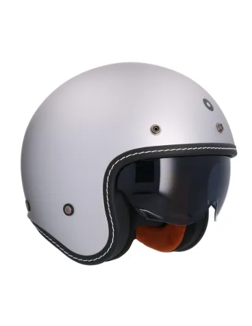 Shiro – retro otevřená motocyklová helma Dallas – matná stříbrná