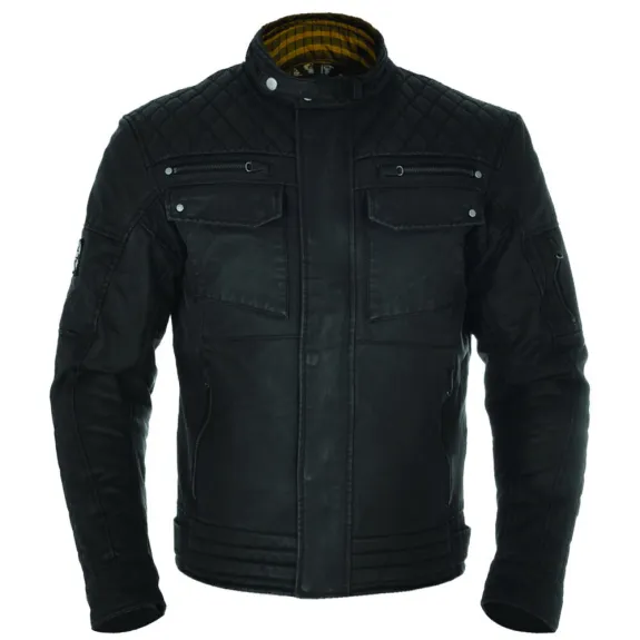 Pánská nepromokavá bunda HARDY WAX BLACK pro motocyklisty - 4XL