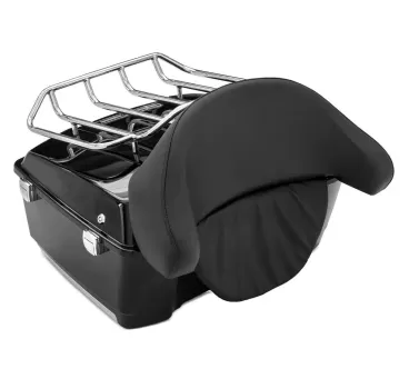 Univerzální zadní plastový kufr s nosičem a opěrkou pro spolujezdce na motorku - černý