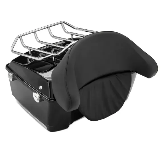 Univerzální zadní plastový kufr s nosičem a opěrkou pro spolujezdce na motorku - černý