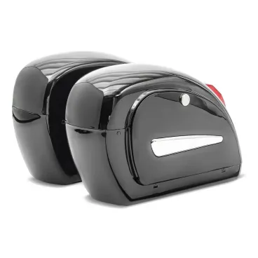 Univerzální plastové boční kufry s koncovým světlem pro motocykly, uzamykatelné - 2ks (pár), černé