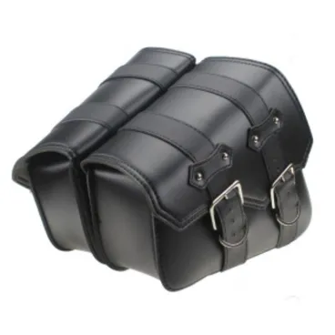 Kožené boční brašny na motorku/chopper - černé (pár)