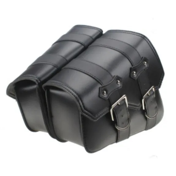 Kožené boční brašny na motorku/chopper - černé (pár)