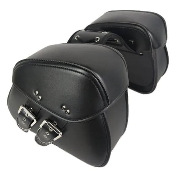 Kožené boční brašny na motorku/chopper - černé (pár) typ 2