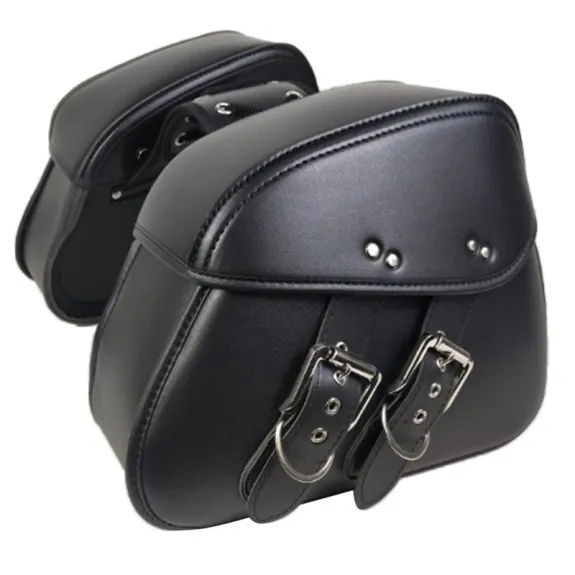 Kožené boční brašny na motorku/chopper - černé (pár) typ 2