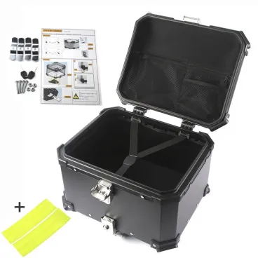 Univerzální zadní hliníkový kufr na motocykl - 28L stříbrný