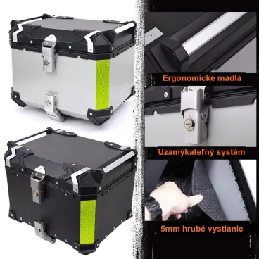 Univerzální zadní hliníkový kufr na motocykl - 28L stříbrný