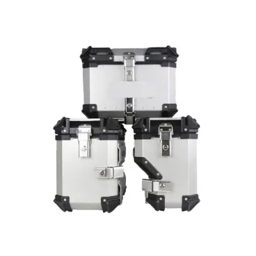 Sada hliníkových kufrů pro motocykly 45L + 32L/38L- stříbrné