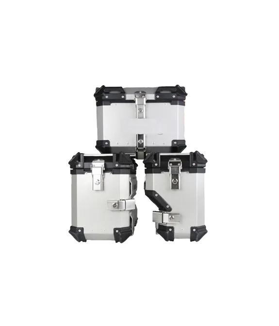 Sada hliníkových kufrů pro motocykly 45L + 32L/38L- stříbrné