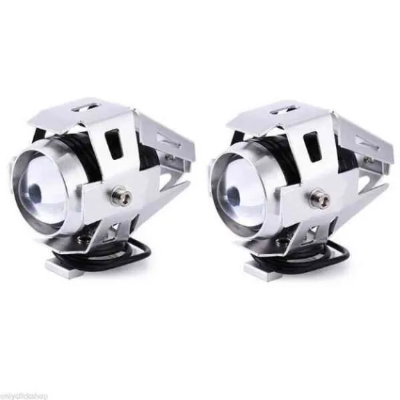 LED - Univerzální stříbrná přídavná motocyklová světla - pár
