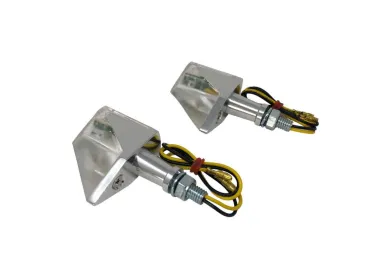 High Tech - Univerzální LED směrovky na motorku "E" chrom - 2 ks