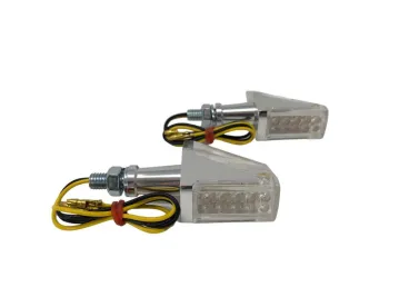 High Tech - Univerzální LED směrovky na motorku "E" chrom - 2 ks