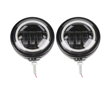 LED - Homologované univerzální přídavné světlo s ANGEL EYES pro choppre - matné černé 1ks