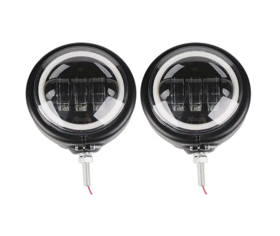 LED - Homologované univerzální přídavné světlo s ANGEL EYES pro choppre - matné černé 1ks