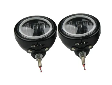 LED - Homologované univerzální přídavné světlo s ANGEL EYES pro choppre - matné černé 1ks