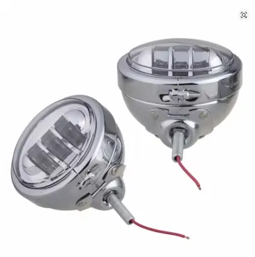 LED - Homologované univerzální přídavné světlo s ANGEL EYES pro choppre - chromované 1ks