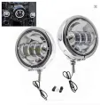 LED - Homologované univerzální přídavné světlo s ANGEL EYES pro choppre - chromované 1ks