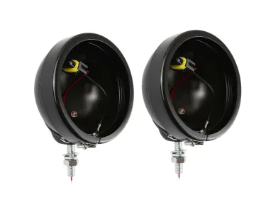 LED - Homologované univerzální přídavné světlo s ANGEL EYES pro choppre - matný černý + chromovaný vnitřek 1ks