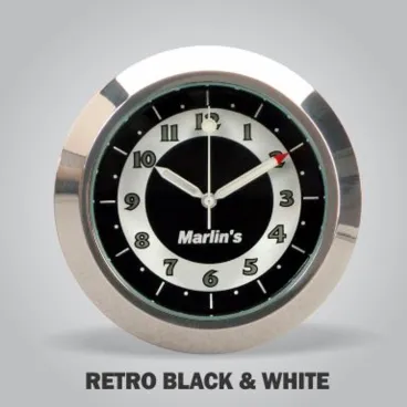 Marlins - Hodinky na řidítka 22/25mm pro motocykly černo/bílý ciferník