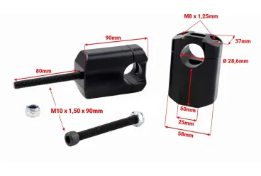 Flat - 5cm Nádstavce řídítek o průměru 28,6mm pro motocykly - černé