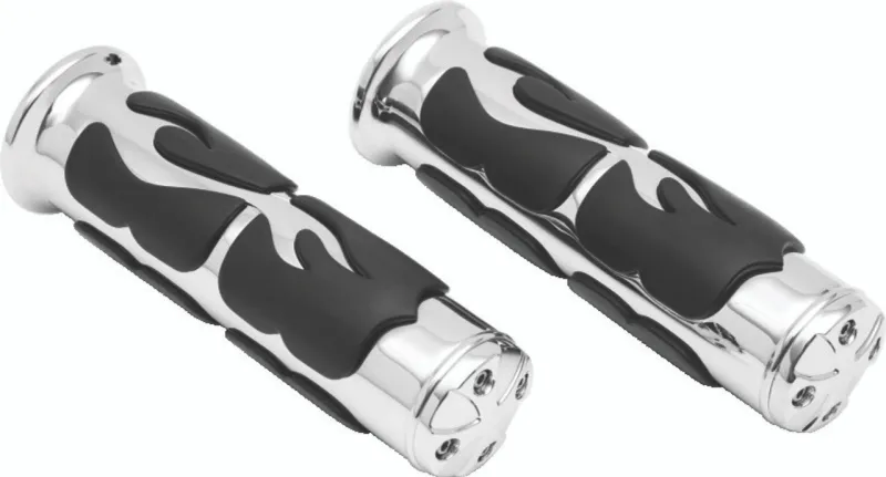 Chromové rukojeti / gripy pro motocyklová řídítka o průměru 25mm KY-6262