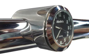 Marlins - Hodinky na řidítka 22/25mm pro motocykly černý ciferník