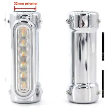 LED přídavné osvětlení se směrovkami na padací rám 32mm pro motocykly - chrom